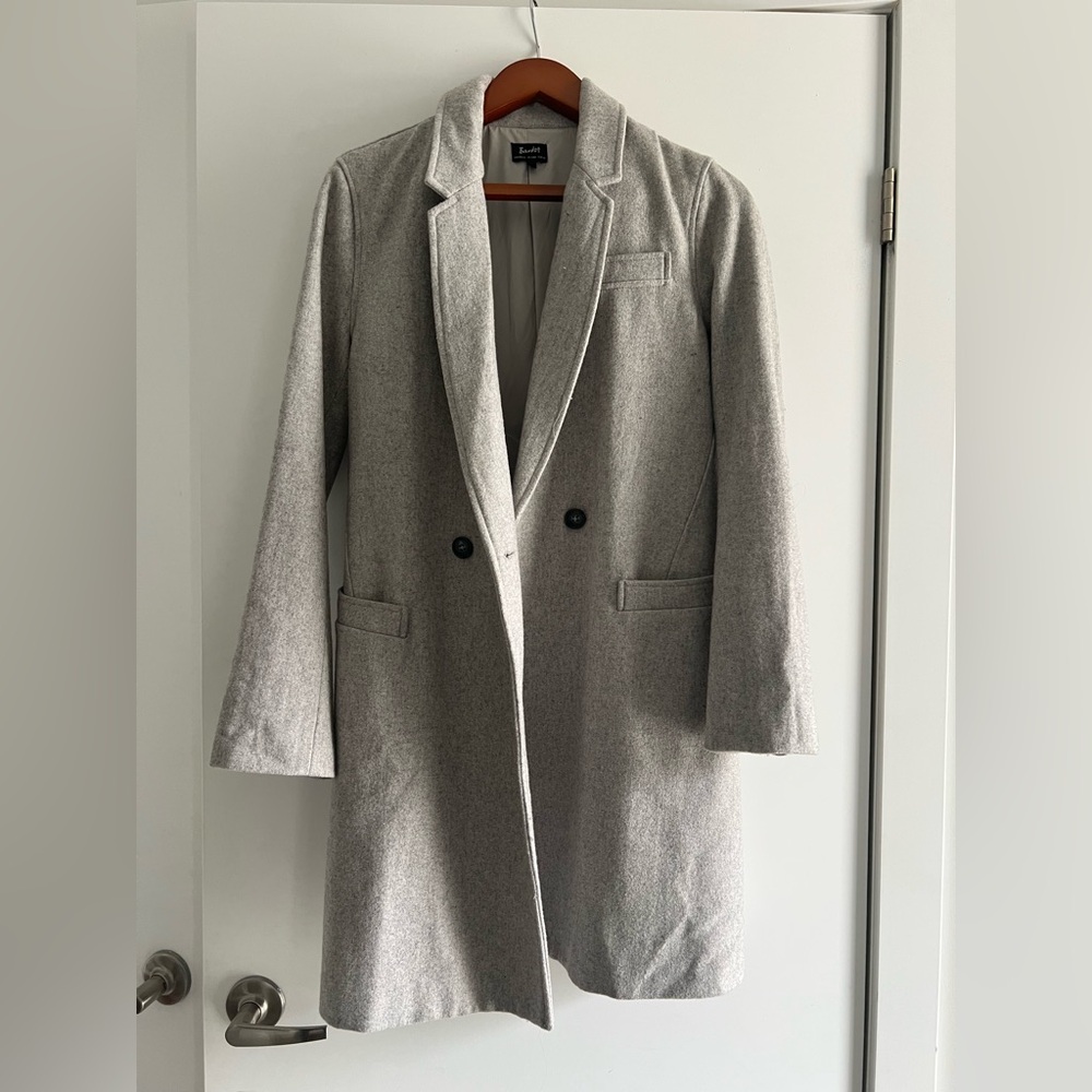 Bardot Gray Double-Breasted Wool-Blend Trench Coat